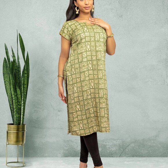 Green Printed Kurta | Tranquil Threads | Muvvas Boutique - Picture 2 of 5